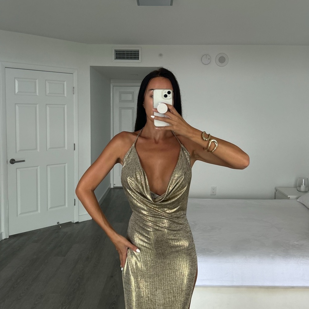 SHEIN Gold Backless Dress